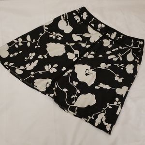 AK Anne Klein Black & Off White Silk Midi Skirt Women's 14